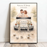 Personalisiertes Poster für Paare zur Hochzeit mit Wasserfarben-Effekt Der schönste Tag – Motiv 3