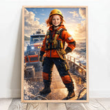 Personalisiertes Poster mit epischer Wasser-Szene für Kids Rettungsboot – Motiv 12