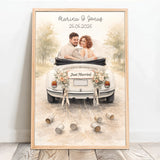 Personalisiertes Poster für Paare zur Hochzeit mit Wasserfarben-Effekt Der schönste Tag – Motiv 10