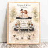 Personalisiertes Poster für Paare zur Hochzeit mit Wasserfarben-Effekt Der schönste Tag – Motiv 11
