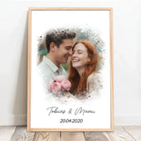 Personalisiertes Poster mit Foto und Wasserfarben-Effekt für Paare zum Valentinstag Euer Valentinstag – Motiv 10