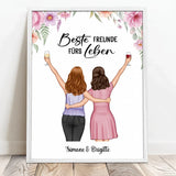 Personalisiertes Poster für Besties und Schwestern mit Illustration Freundinnen – Motiv 8