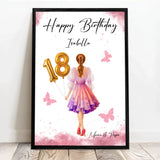 Personalisiertes Poster zum Geburtstag für Frauen mit Ballonzahl Happy Birthday – Motiv 8