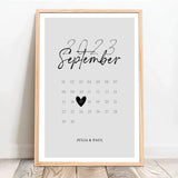 Personalisiertes Poster für Paare im Kalender Design zum Jahrestag Unser Tag – Motiv 12