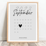 Personalisiertes Poster für Paare im Kalender Design zum Jahrestag Unser Tag – Motiv 11