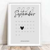 Personalisiertes Poster für Paare im Kalender Design zum Jahrestag Unser Tag – Motiv 8