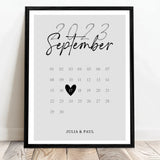Personalisiertes Poster für Paare im Kalender Design zum Jahrestag Unser Tag – Motiv 5