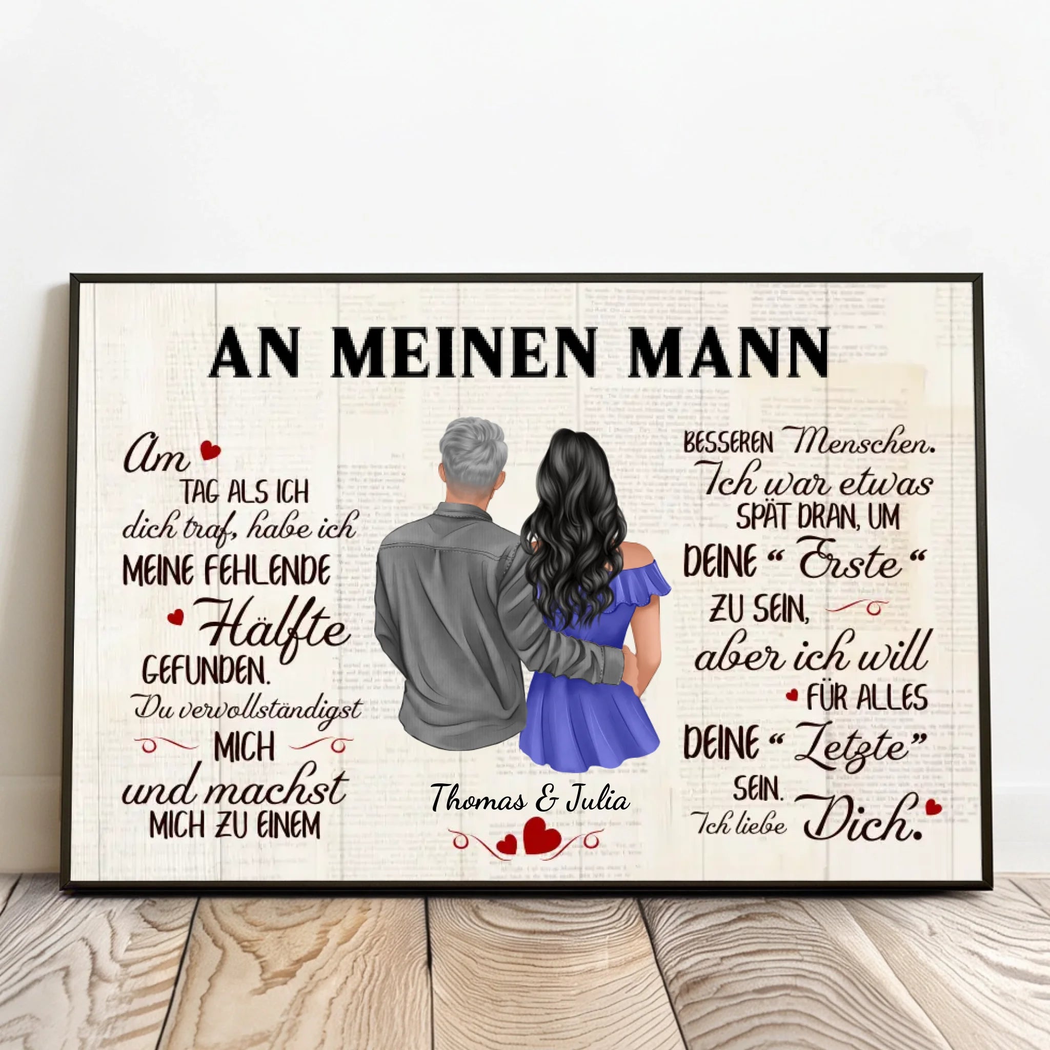 Personalisiertes Poster An meinen Schatz mit Foto für Paare