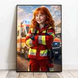 Personalisiertes Poster mit epischer Rettungswagen-Szene für Kids Rettungswagen – Motiv 3