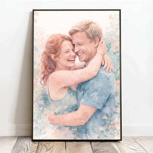 Personalisiertes Poster für die Familie und Paare in pastell Wasserfarben Weiche Wasserfarben