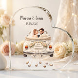 Personalisiertes Glasherz mit Druck für Paare zur Hochzeit und Jahrestag – Der schönste Tag