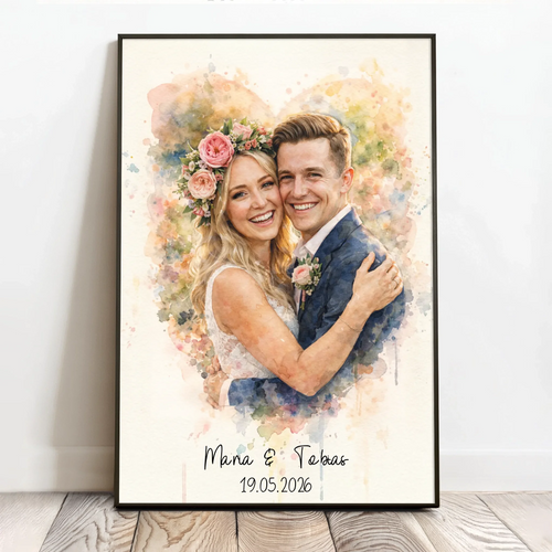 Personalisiertes Poster mit Wasserfarben-Effekt für Paare und zur Hochzeit Zusammen