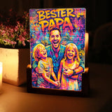 Leuchtender LED Aufsteller zum Valentinstag mit Holzsockel mit eigenen Namen und Daten personalisieren mit Love & Faith