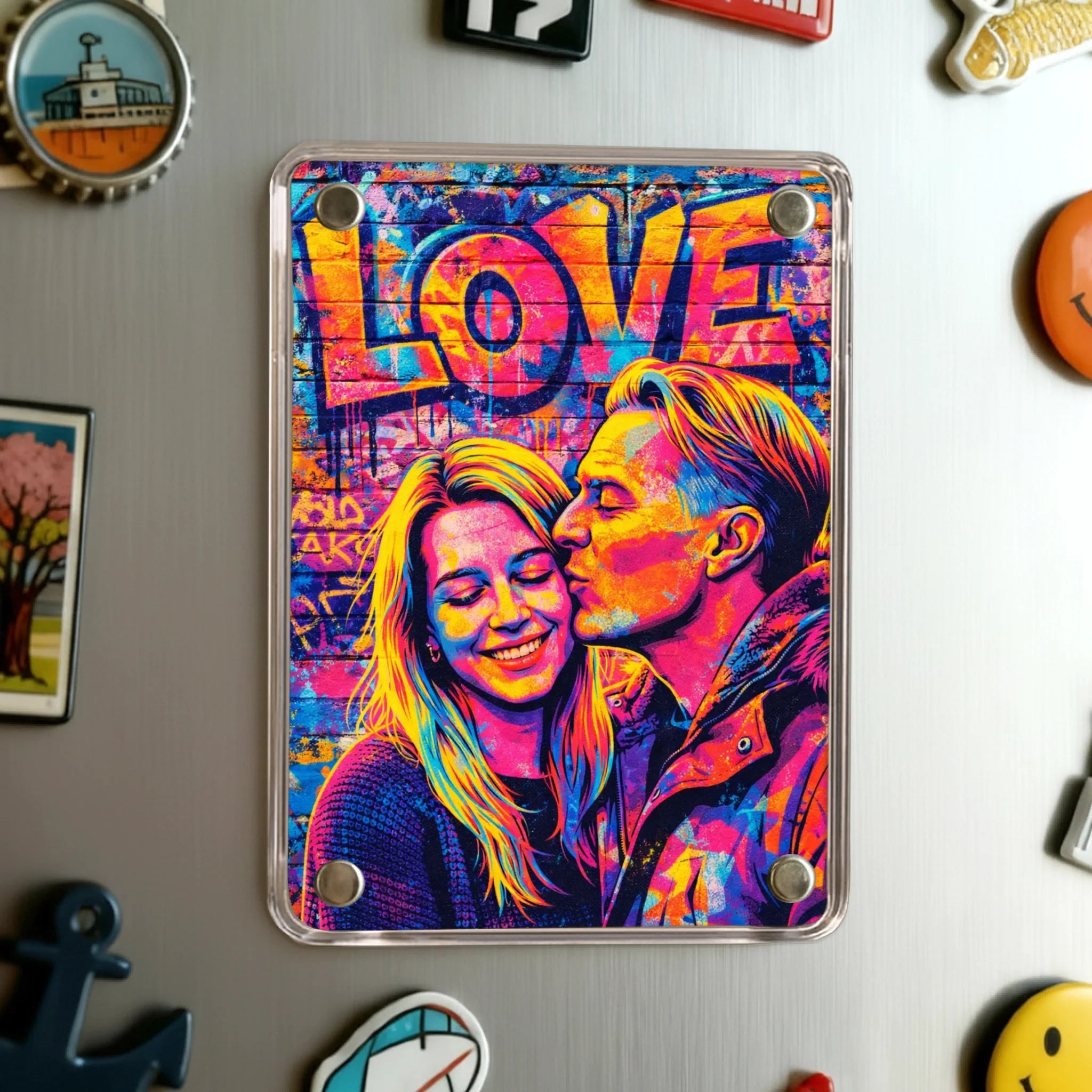 Personalisierter Kühlschrankmagnet für Partner mit Foto-Upload und Spruch von Love & Faith