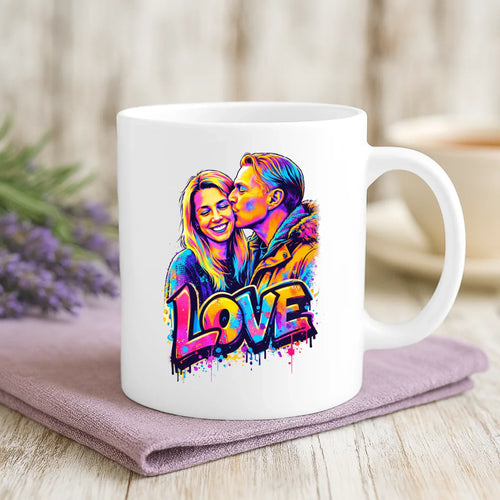 Personalisierte Tasse mit Streetart-Effekt für Paare Streetart Love