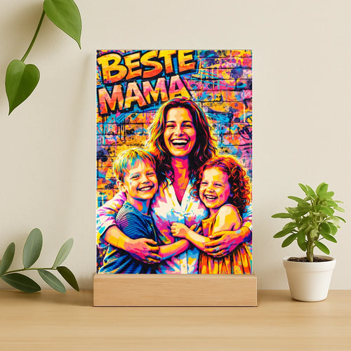 Personalisierter Acrylaufsteller mit Streetart-Effekt für Mama Streetart für Mama – Motiv 2