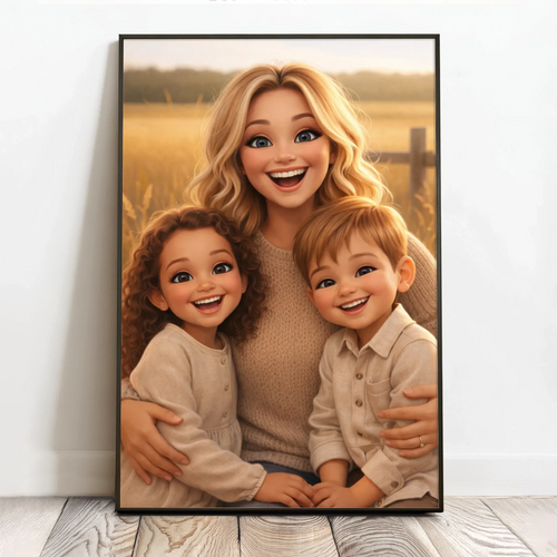Personalisiertes Poster mit Cartoon Effekt für Mama Cartoon Love Mama