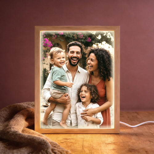 Personalisierte Lightbox mit Familienfoto und Cartoon oder Aquarell-Effekt Cartoon Love