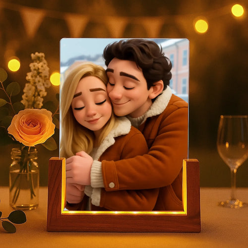 Personalisierter LED Aufsteller für Paare mit Cartoon-Effekt zum Valentinstag Cartoon Love