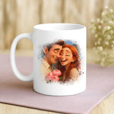 Personalisierte Tasse mit Foto und Cartoon-Effekt für Paare zum Valentinstag Cartoon Love – Motiv 3