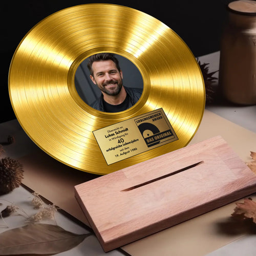 Personalisierte Schallplatte mit Foto zum Geburtstag – Goldene Schallplatte – Motiv 2