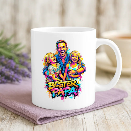 Personalisierte Tasse mit Foto und Streetart-Effekt für Papa – Streetart für Papa