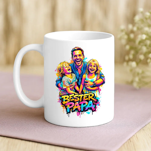 Personalisierte Tasse mit Foto und Streetart-Effekt für Papa – Streetart für Papa – Motiv 2