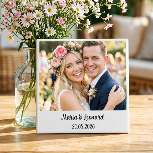 Personalisierte Deko-Fliese mit Foto für Paare zur Hochzeit – Euer Foto