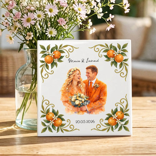 Personalisierte Deko-Fliese mit Foto für Paare Sommer Liebe