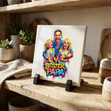 Personalisierte Deko-Fliese mit Foto für Papa – Streetart für Papa – Motiv 10