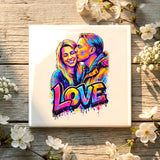 Personalisierte Deko-Fliese mit Foto für Paare Streetart LOVE – Motiv 5