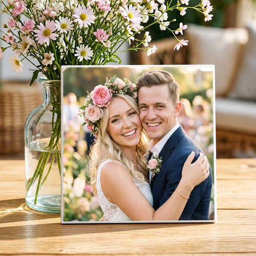 Personalisierte Deko-Fliese mit Foto für Paare zum Jahrestag – Eure Fotos