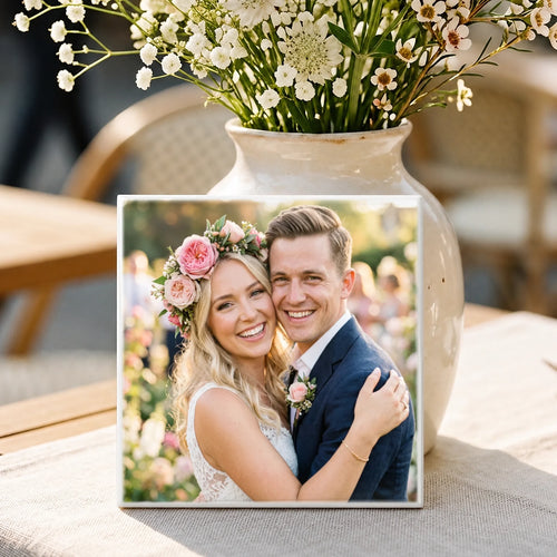 Personalisierte Deko-Fliese mit Foto für Paare zum Jahrestag – Eure Fotos – Motiv 2