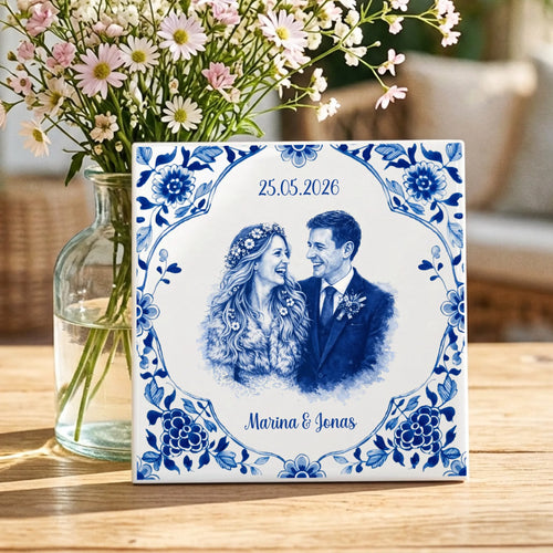 Personalisierte Deko-Fliese für Paare zur Hochzeit