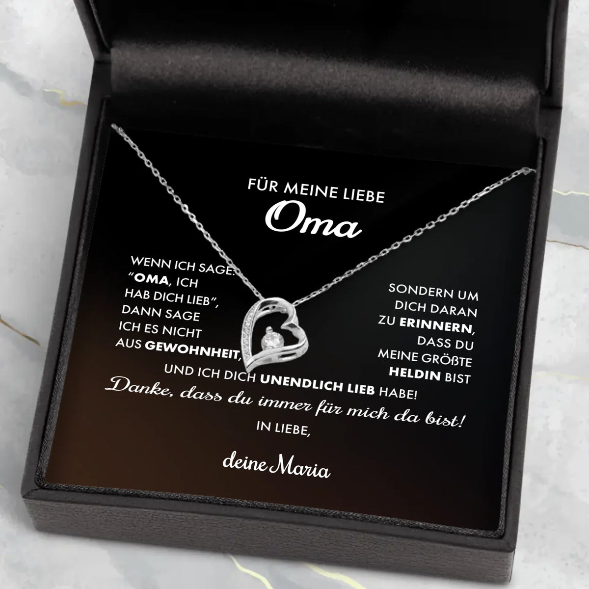 Personalisierte Kette mit bedrucktem Einleger für Oma Liebe Oma