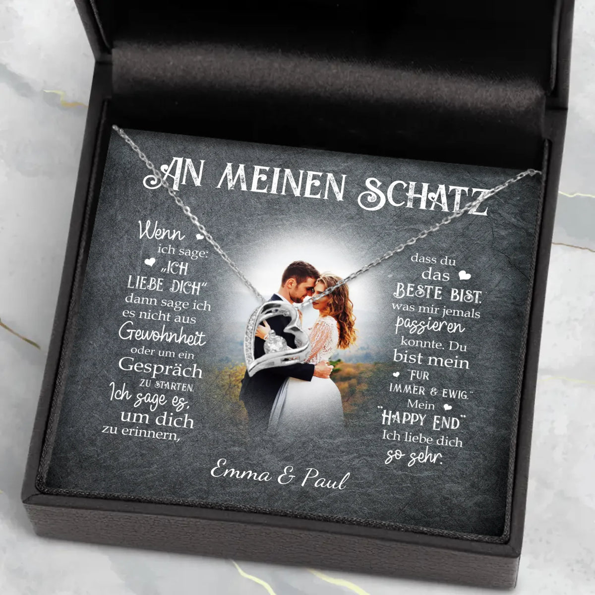 Personalisierte Kette Mein Happy End mit Druck für Paare