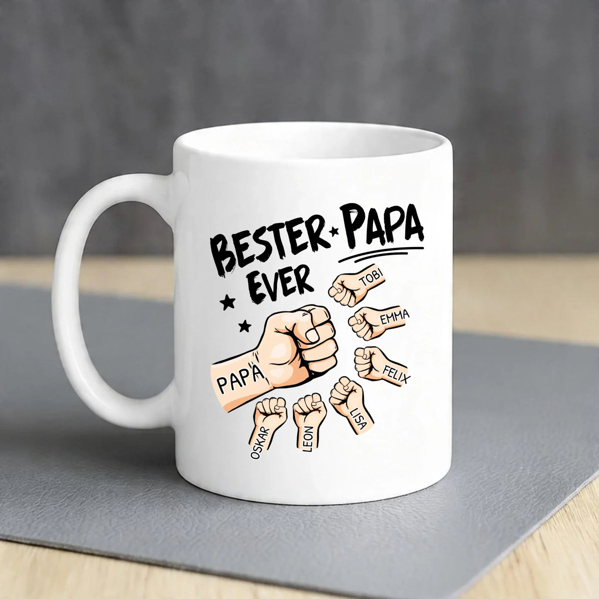 Personalisierte Tasse mit Druck für Papa mit Kindernamen – Bester Papa Ever