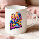 Weiße Tasse mit Herzhenkel und personalisiertem Namen – romantische Geschenkidee von Love & Faith