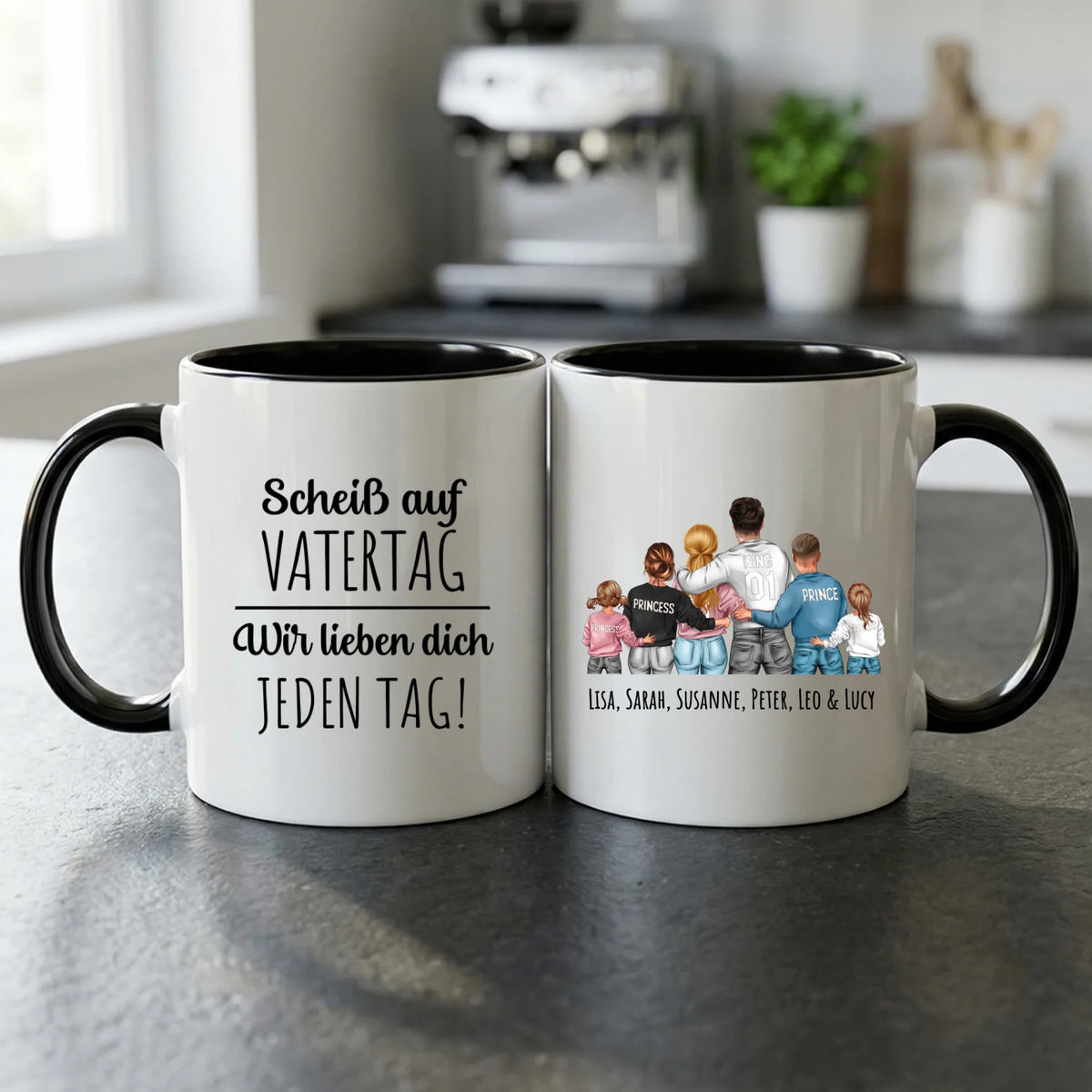 Personalisierte zweifarbige Tasse mit Foto für Papa & Opa – Jeden Tag