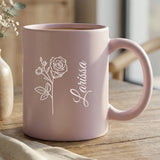 Personalisierte Tasse mit Gravur Geburtsblume und Name – Deine Blume – Motiv 3