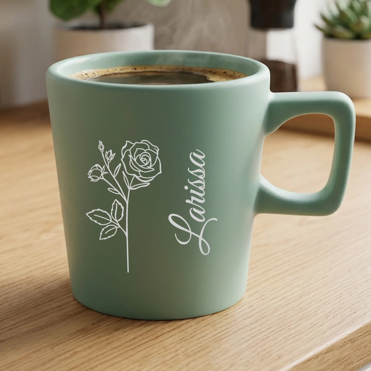 Personalisierte Tasse mit Namen und Geburtsblume – Deine Blume – Motiv 2