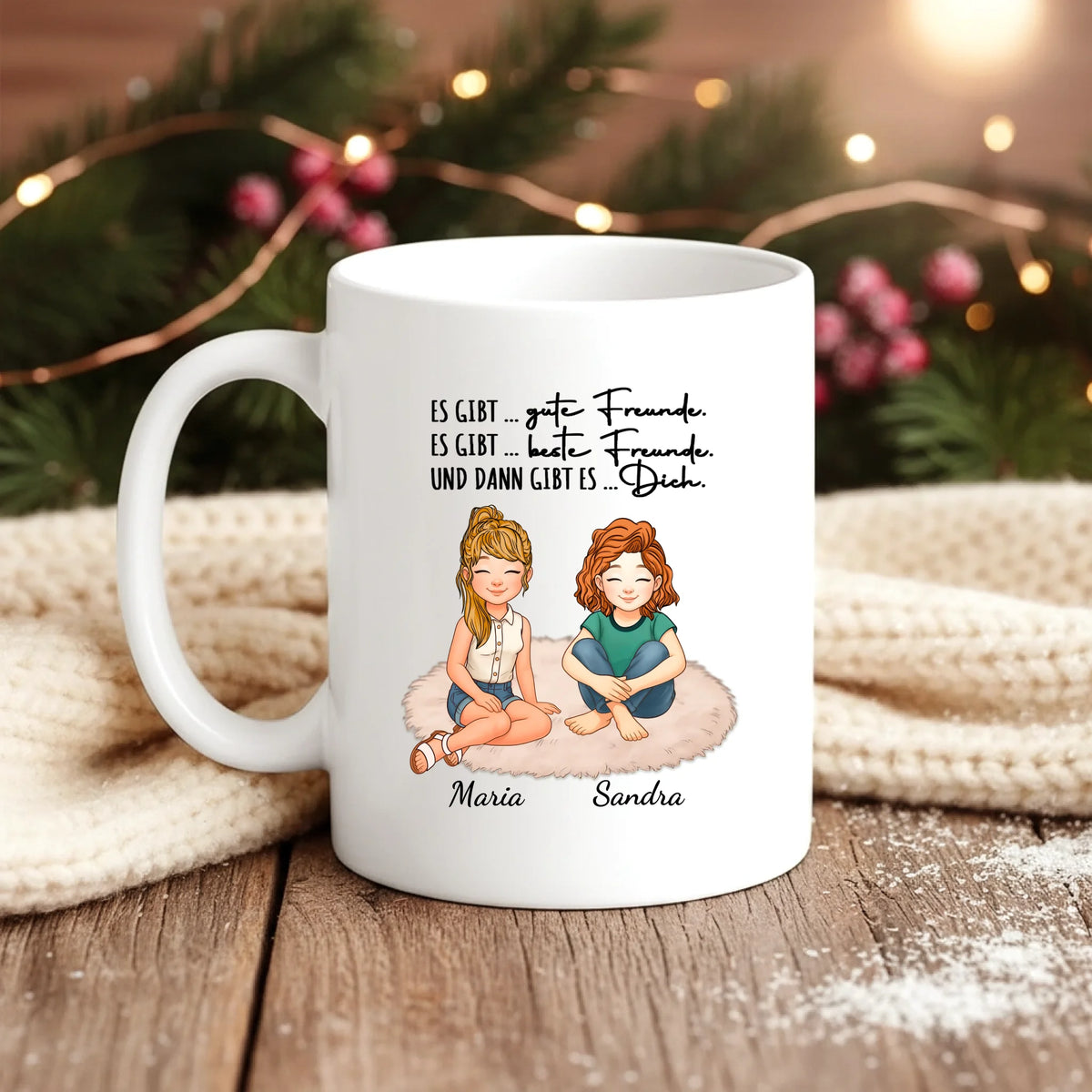 Personalisierte Freundinnen Tasse für bis zu 7 Personen individuell gestalten mit Love & Faith