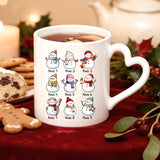 Personalisierte Schneemanntasse mit bis zu 10 Personen individuell gestalten mit Love & Faith