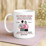 Personalisierte Tasse mit Druck zum Vatertag von Mama – An meinen Sohn – Motiv 2