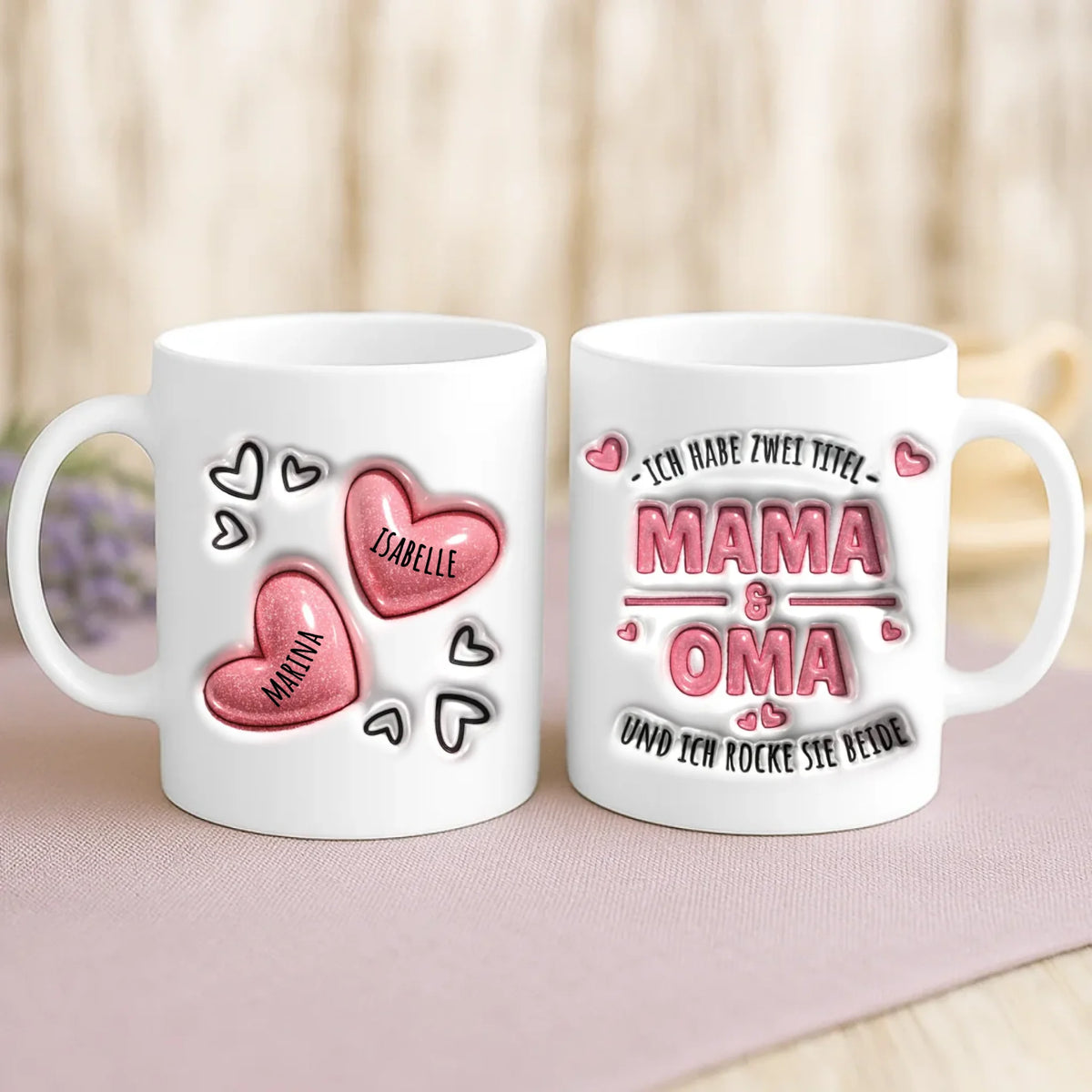 Personalisierte Tasse für Mama und Oma mit 3D Look