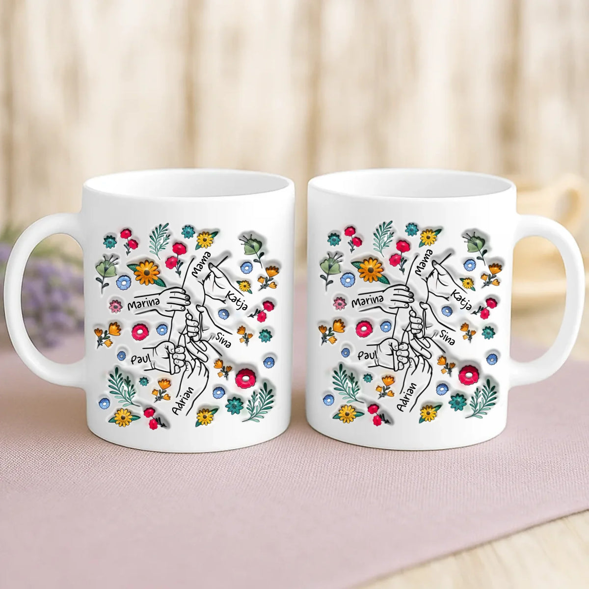Personalisierte Tasse für Eltern und Kinder mit 3D Look
