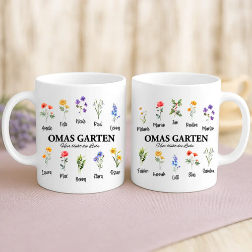 Weiße Tasse mit personalisiertem Spruch und Namen – individuelle Geschenkidee von Love & Faith