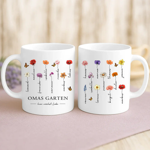 Weiße Tasse mit personalisiertem Spruch und Namen – individuelle Geschenkidee von Love & Faith