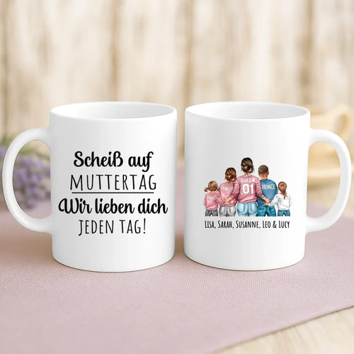 Weiße Tasse mit personalisiertem Spruch und Namen – individuelle Geschenkidee von Love & Faith