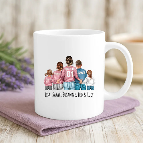 Weiße Tasse mit personalisiertem Spruch und Namen – individuelle Geschenkidee von Love & Faith